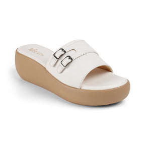 Tresmode Menton White Women's Casual Wedge Sandals