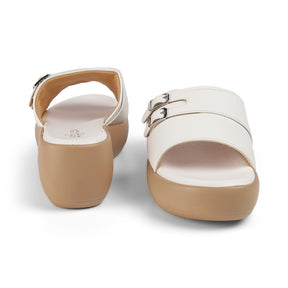 Tresmode Menton White Women's Casual Wedge Sandals