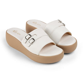 Tresmode Menton White Women's Casual Wedge Sandals