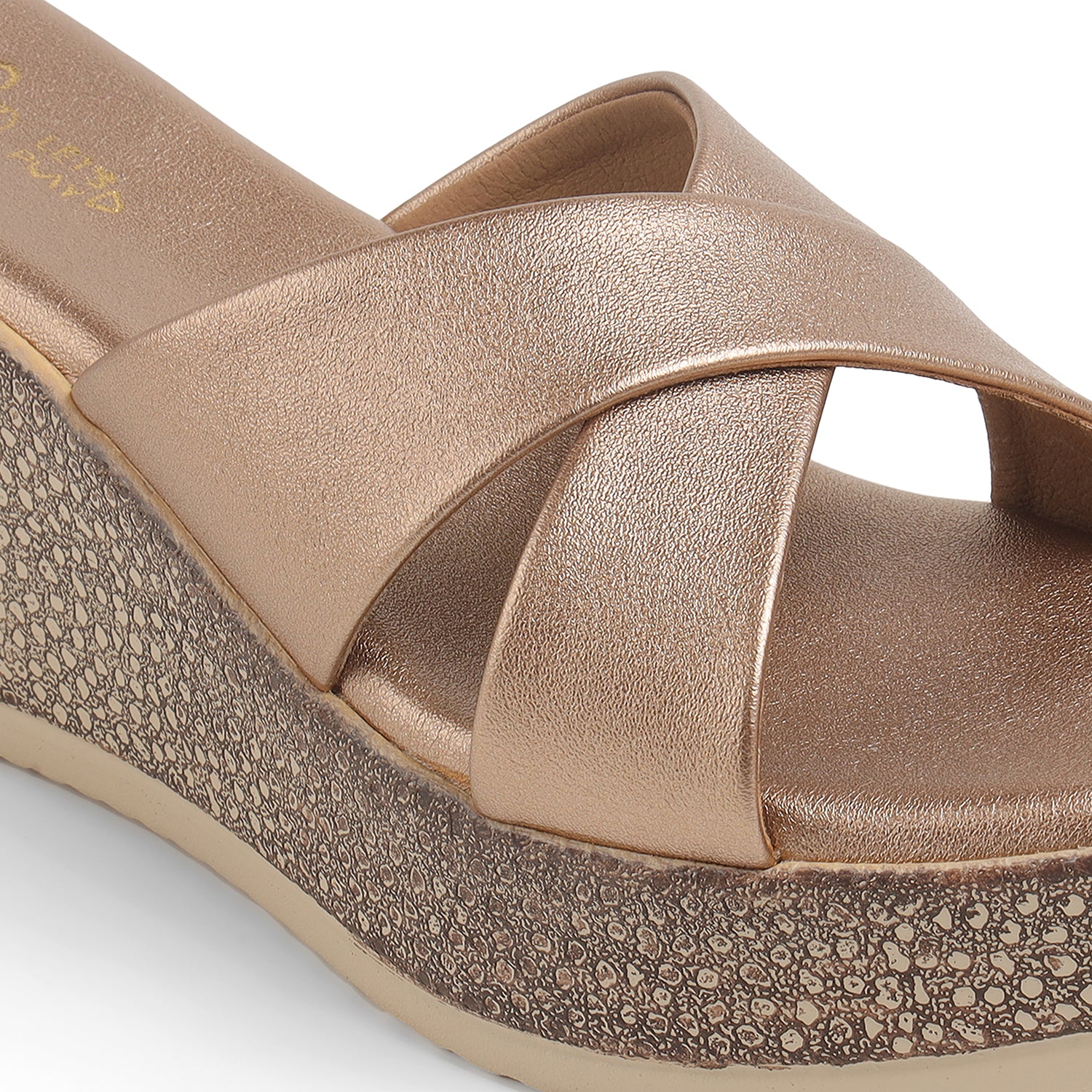 Tresmode Met Champagne Women's Dress Wedge Sandals