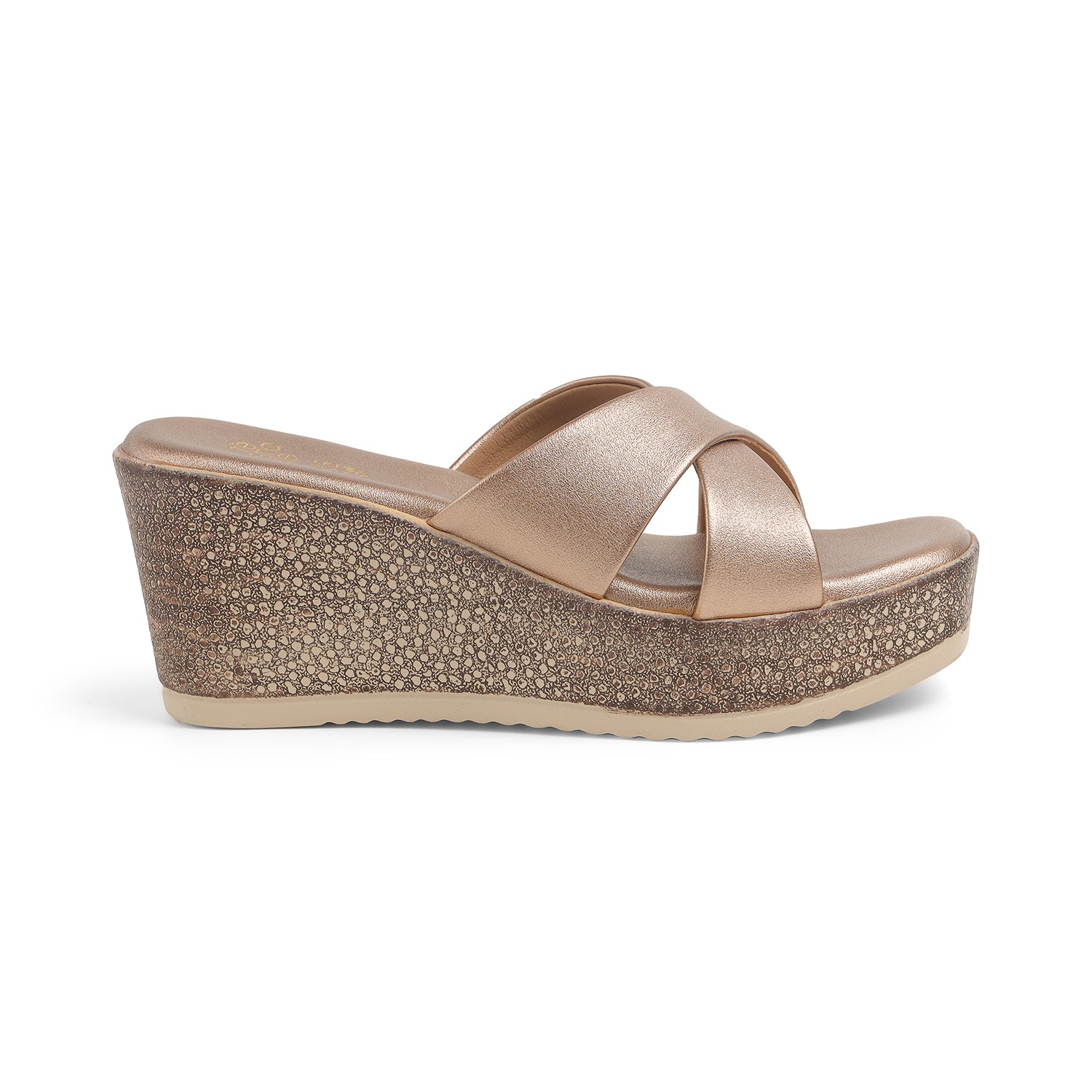 Tresmode Met Champagne Women's Dress Wedge Sandals