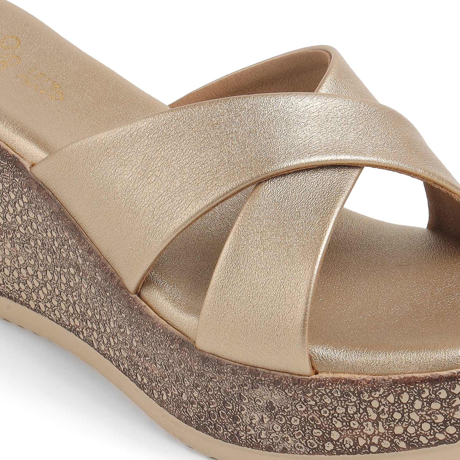 Tresmode Met Gold Women's Dress Wedge Sandals