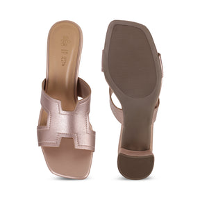 Tresmode Mylon Champagne Women's Dress Block Heel Sandals