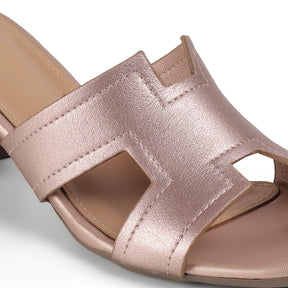 Tresmode Mylon Champagne Women's Dress Block Heel Sandals