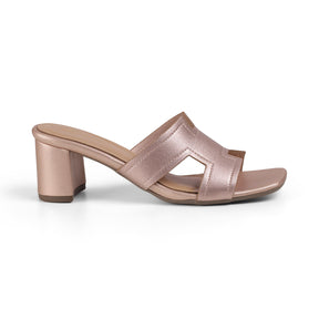 Tresmode Mylon Champagne Women's Dress Block Heel Sandals
