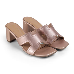 Tresmode Mylon Champagne Women's Dress Block Heel Sandals