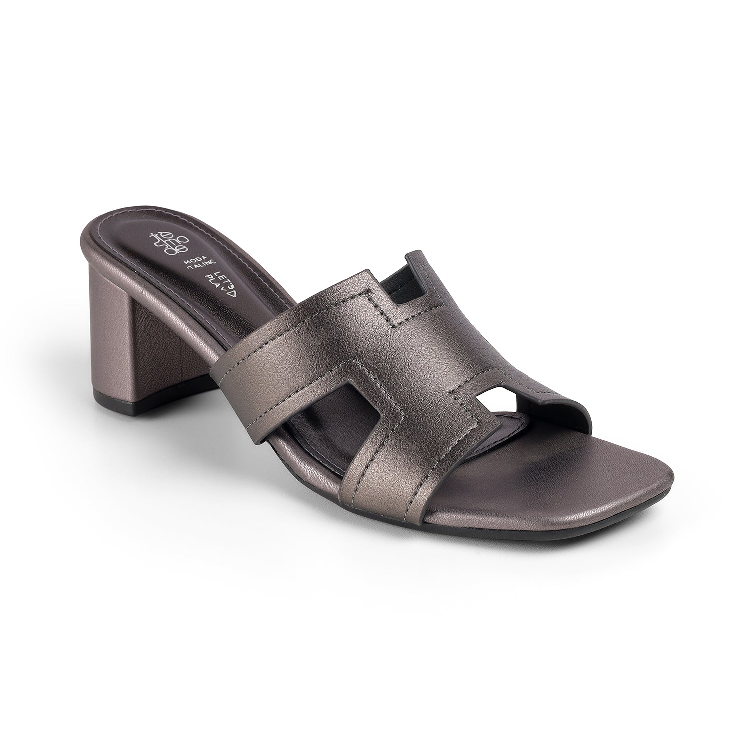 Tresmode Mylon Pewter Women's Dress Block Heel Sandals