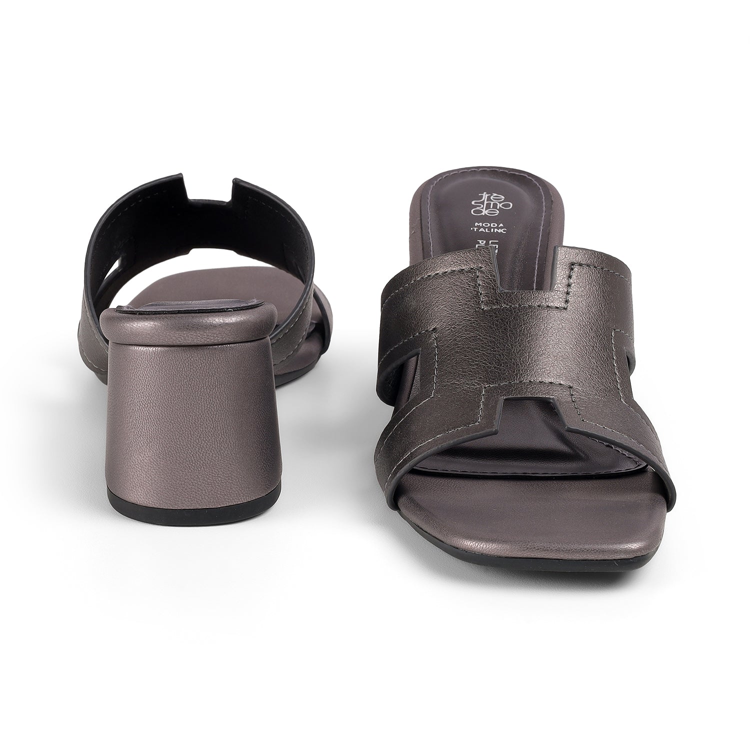Tresmode Mylon Pewter Women's Dress Block Heel Sandals