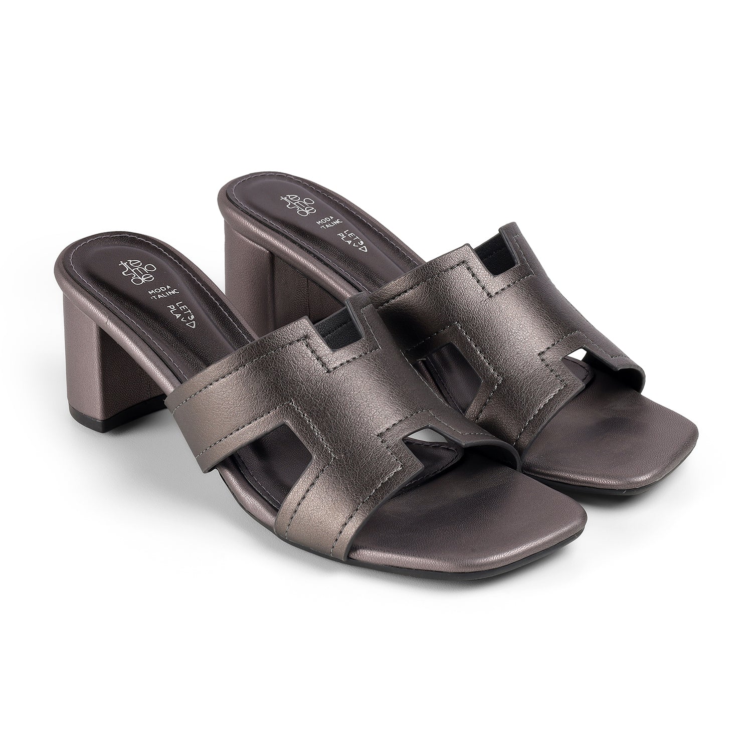 Tresmode Mylon Pewter Women's Dress Block Heel Sandals