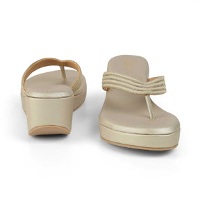 Tresmode Pary Beige Women's Dress Wedge Heel Sandals