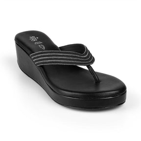 Tresmode Pary Black Women's Dress Wedge Heel Sandals