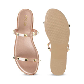 Tresmode Pegan Champagne Women's Dress Wedge Sandals