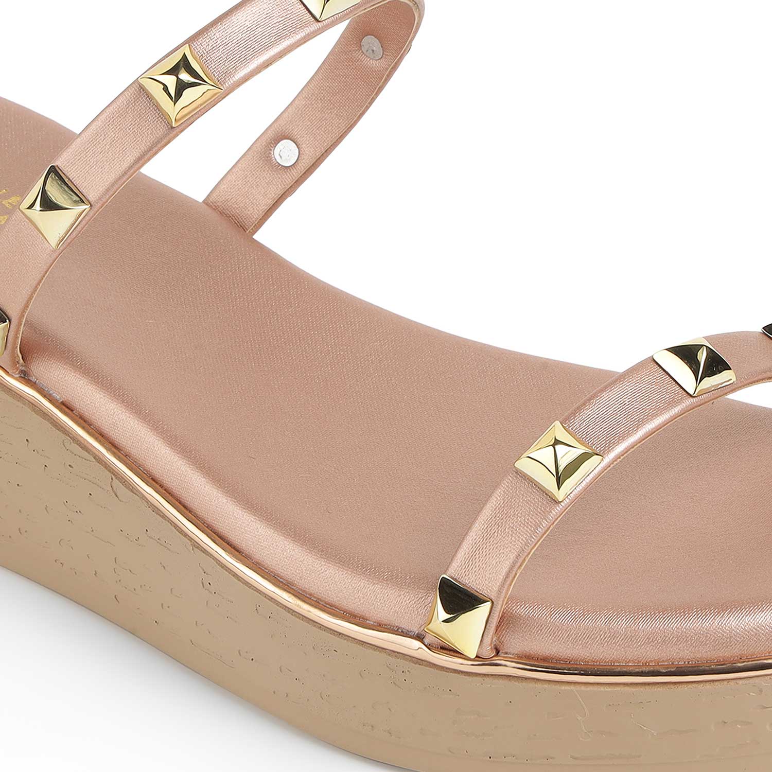 Tresmode Pegan Champagne Women's Dress Wedge Sandals