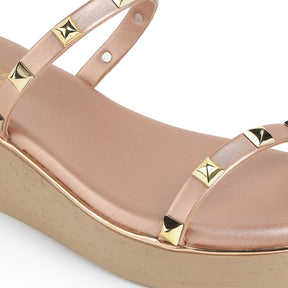 Tresmode Pegan Champagne Women's Dress Wedge Sandals
