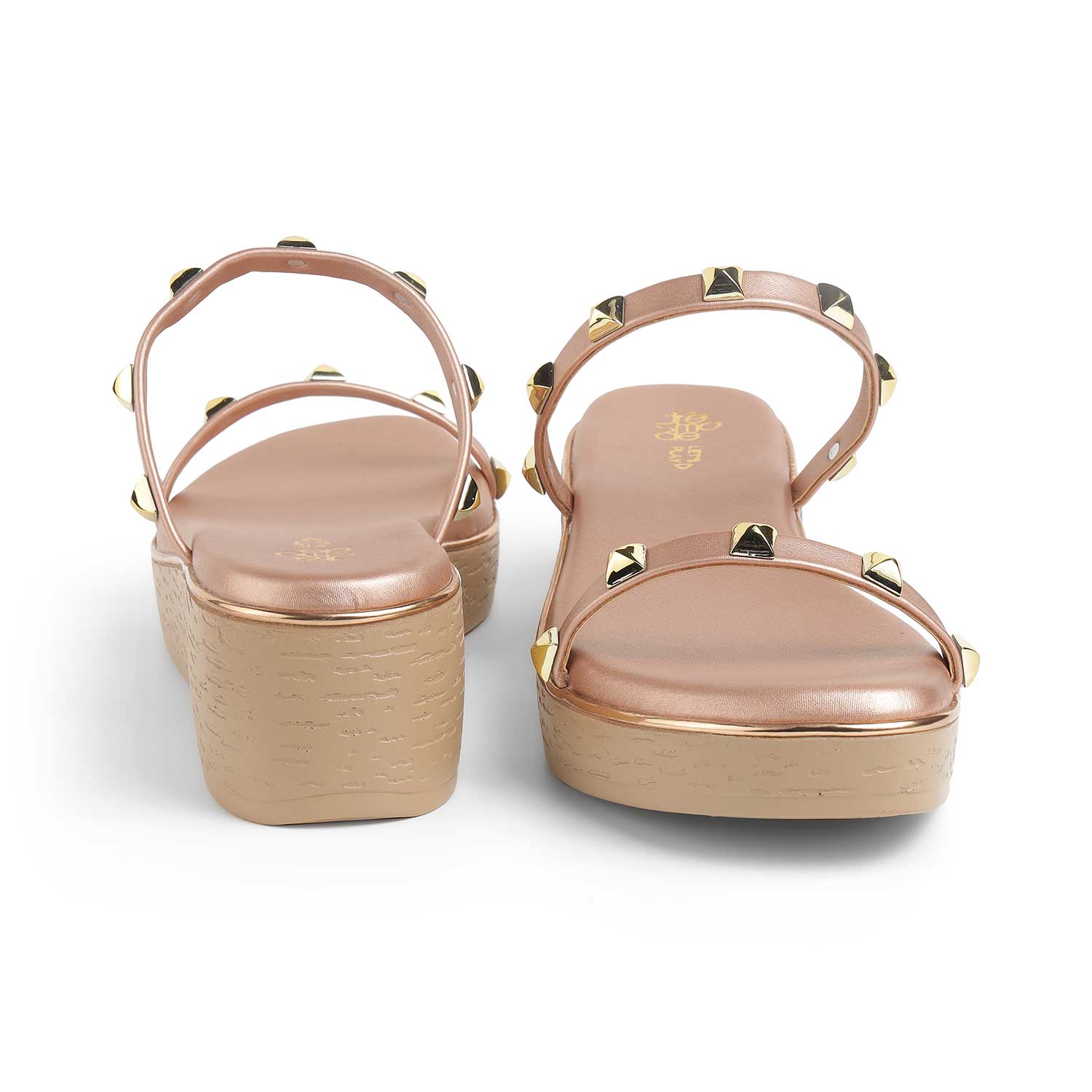 Tresmode Pegan Champagne Women's Dress Wedge Sandals
