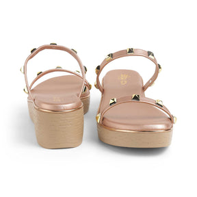 Tresmode Pegan Champagne Women's Dress Wedge Sandals