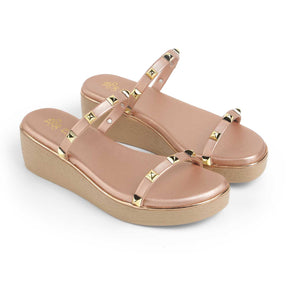 Tresmode Pegan Champagne Women's Dress Wedge Sandals