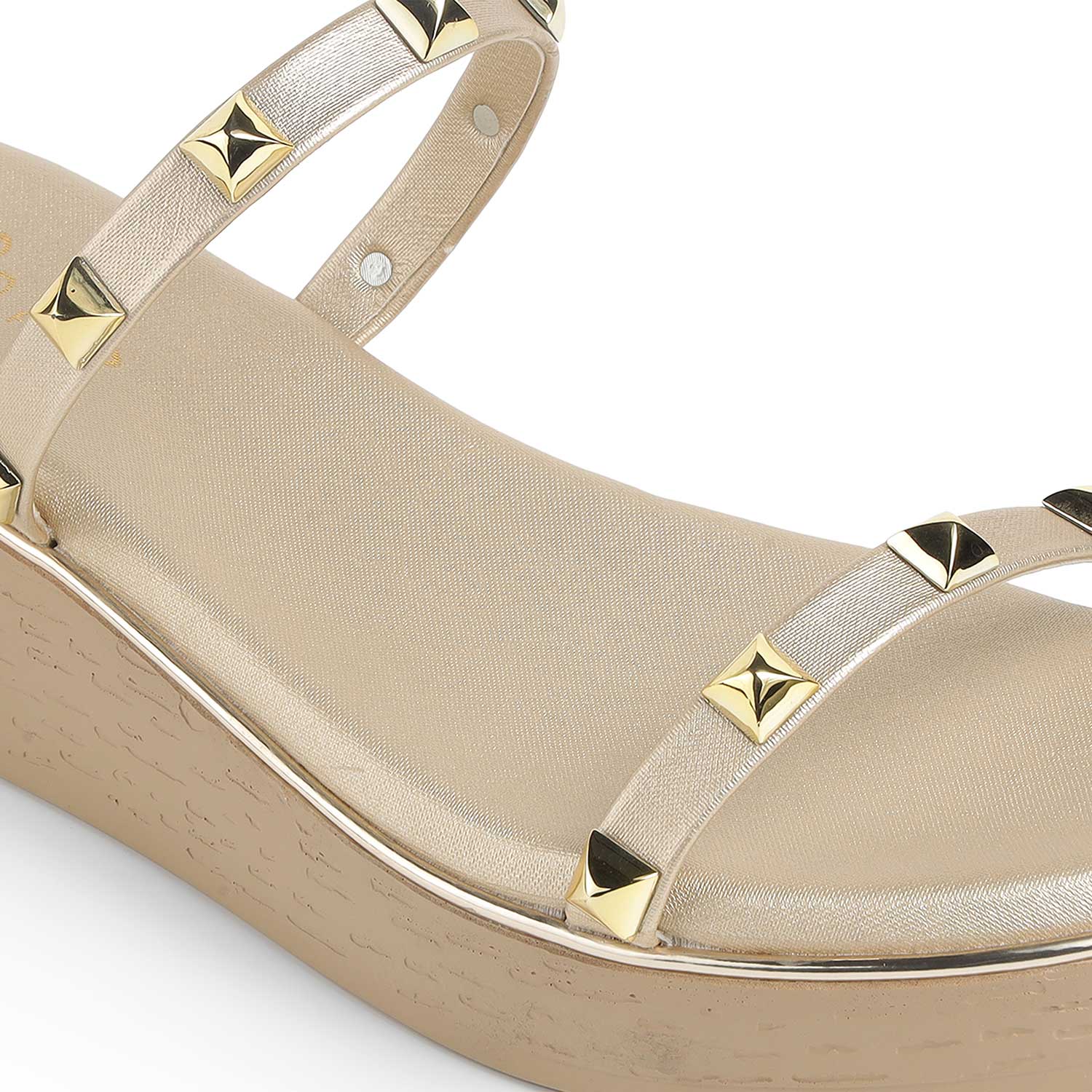 Tresmode Pegan Gold Women's Dress Wedge Sandals