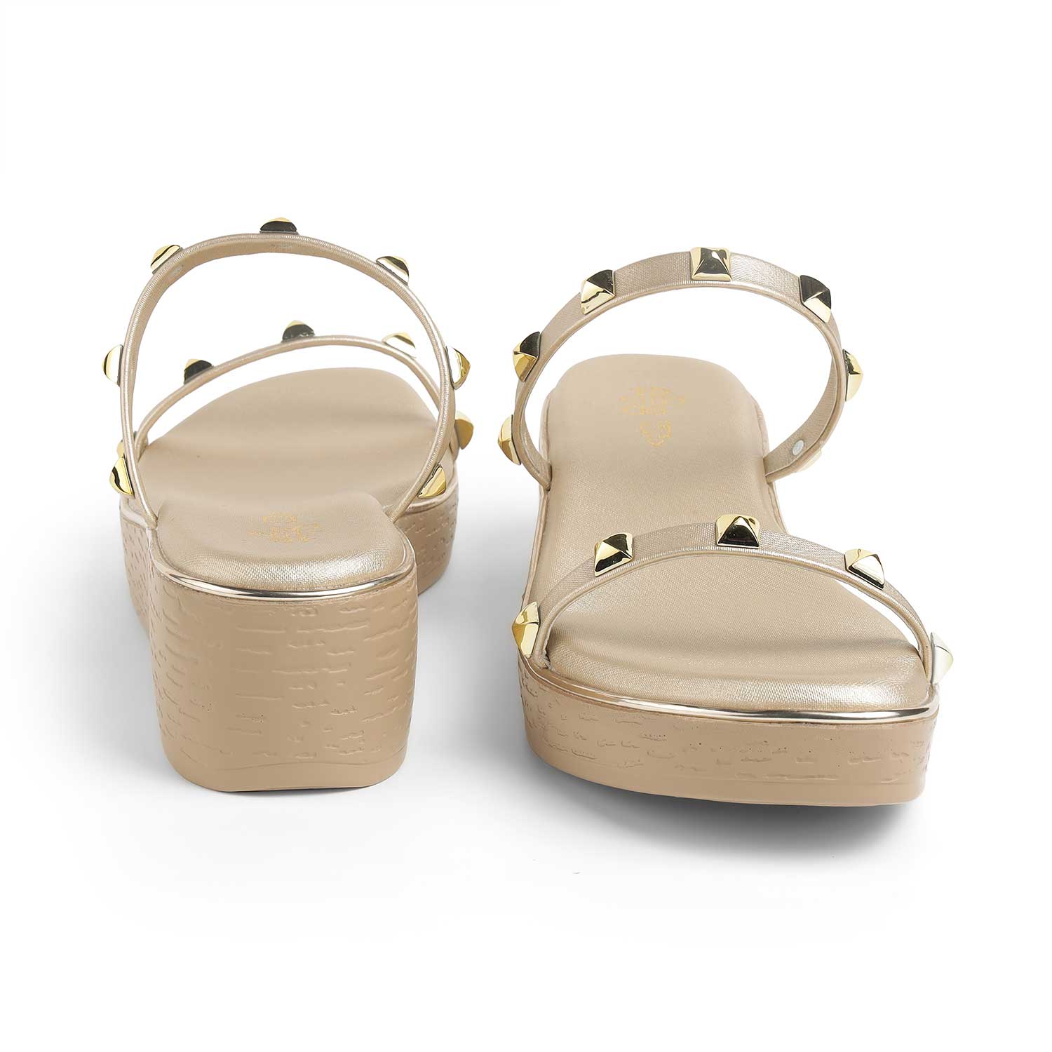 Tresmode Pegan Gold Women's Dress Wedge Sandals