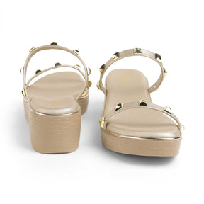Tresmode Pegan Gold Women's Dress Wedge Sandals
