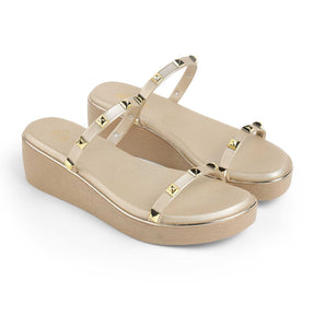Tresmode Pegan Gold Women's Dress Wedge Sandals