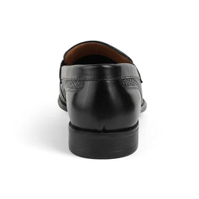 Tresmode Ramp Black Men's Textured Leather Loafers