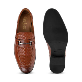 Tresmode Ramp Tan Men's Textured Leather Loafers