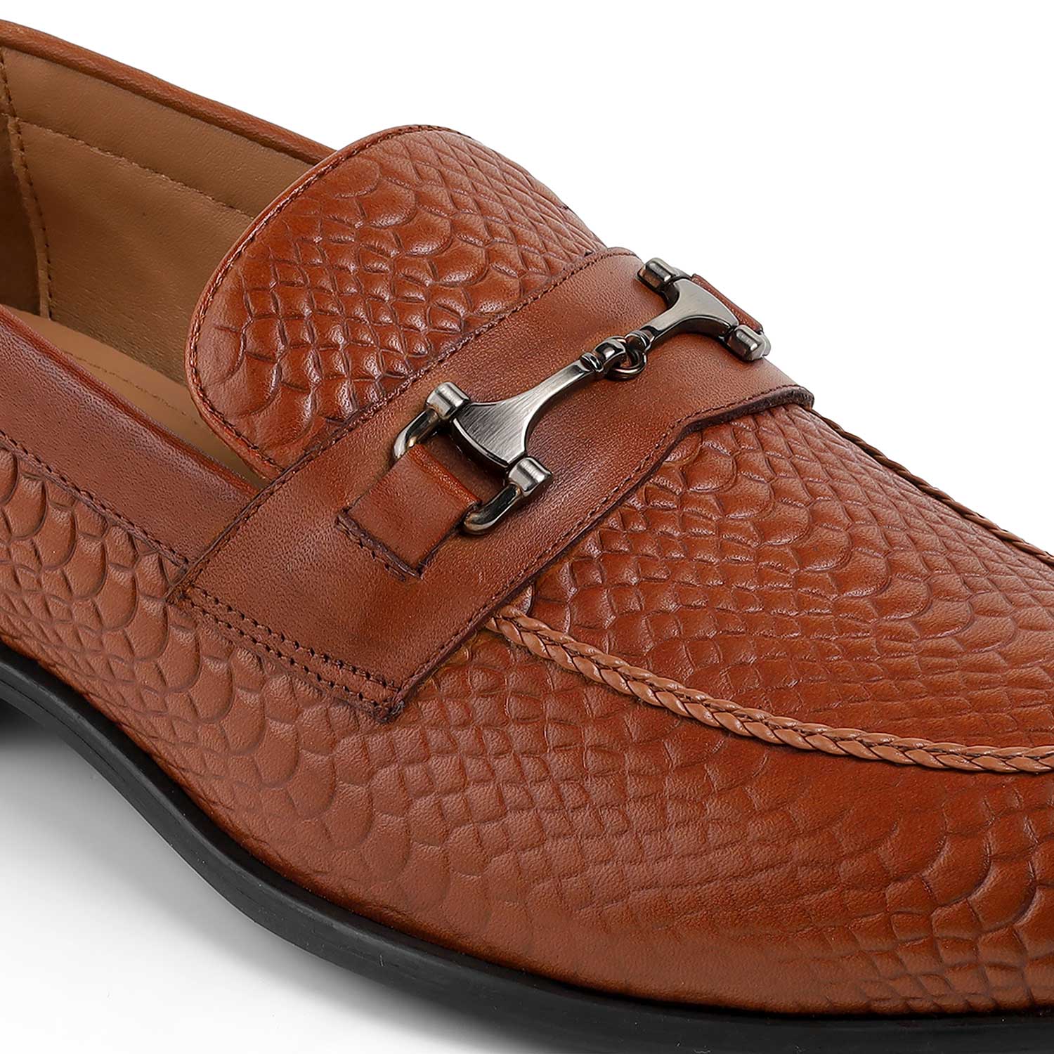 Tresmode Ramp Tan Men's Textured Leather Loafers