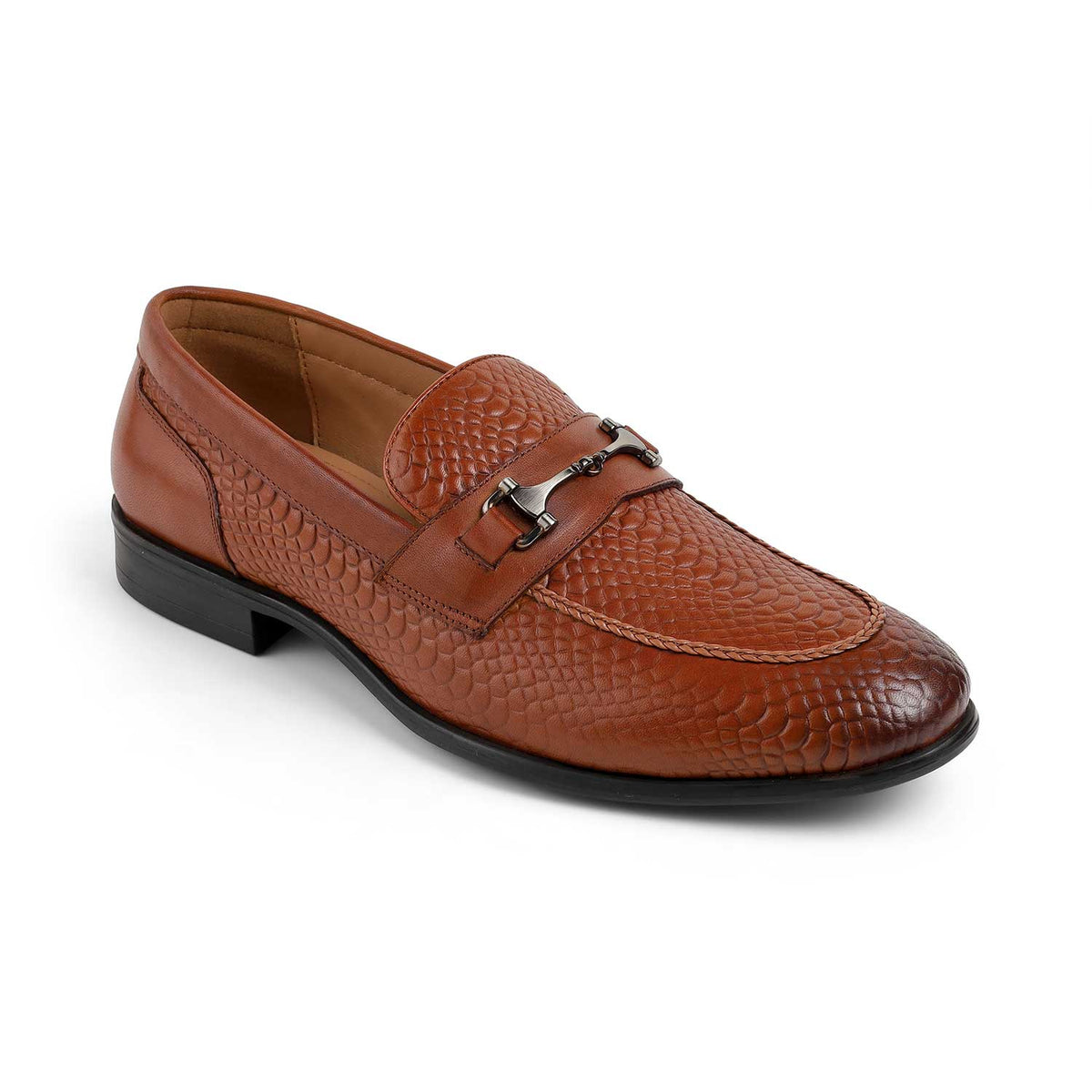 Tresmode Ramp Tan Men's Textured Leather Loafers