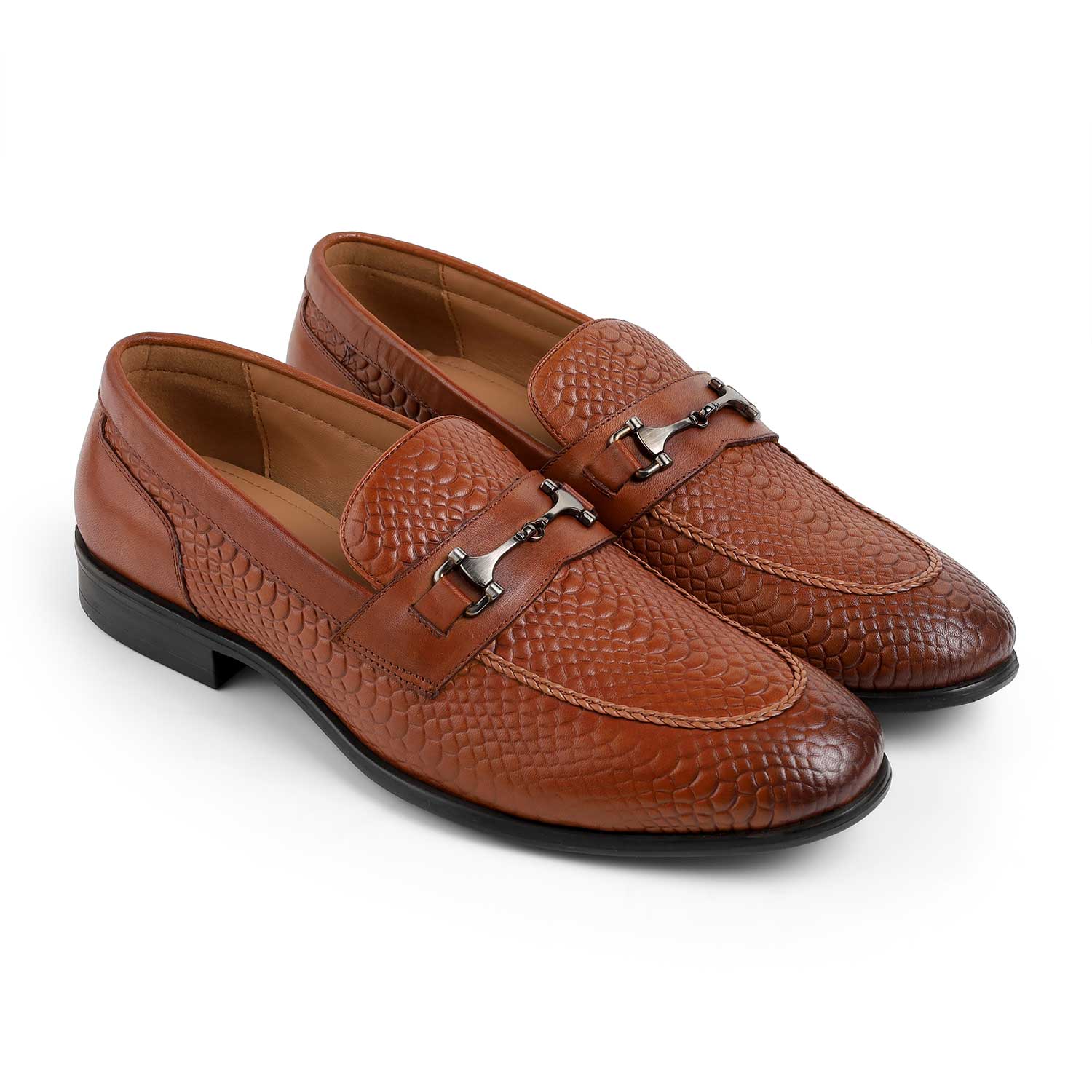 Tresmode Ramp Tan Men's Textured Leather Loafers