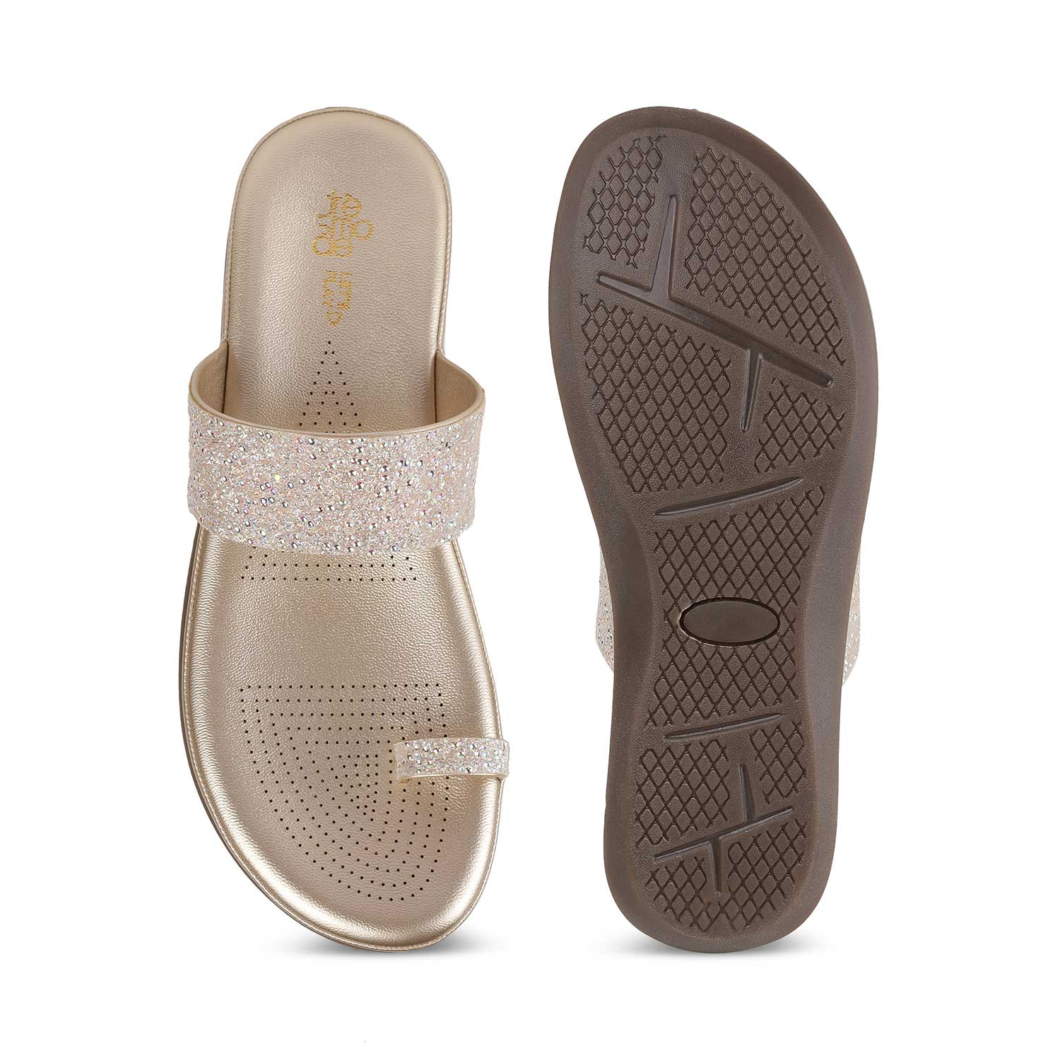 Tresmode Rich Gold Women's Dress Platform Flats