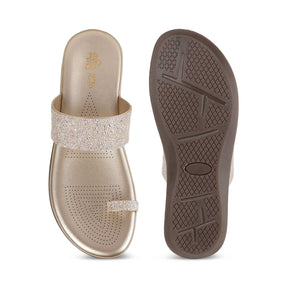 Tresmode Rich Gold Women's Dress Platform Flats