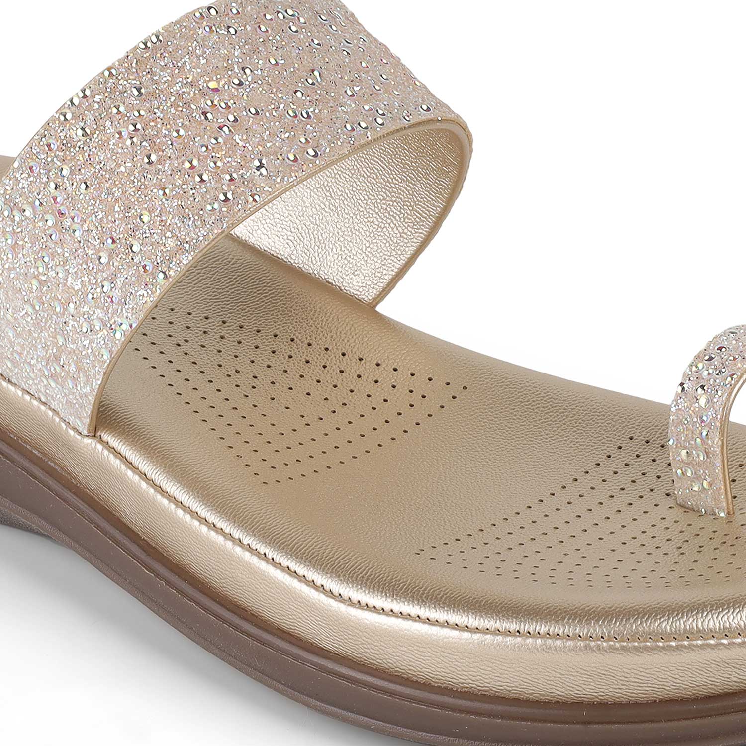 Tresmode Rich Gold Women's Dress Platform Flats