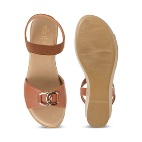 Tresmode Risol Tan Women's Dress Wedge Sandals