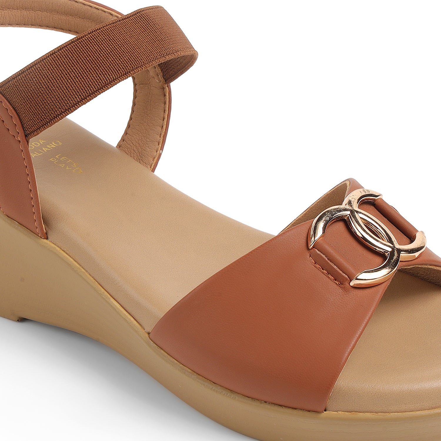 Tresmode Risol Tan Women's Dress Wedge Sandals