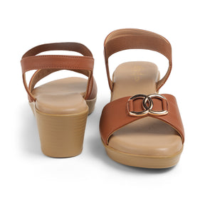 Tresmode Risol Tan Women's Dress Wedge Sandals