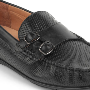 Tresmode Rok Black Men's Leather Loafers
