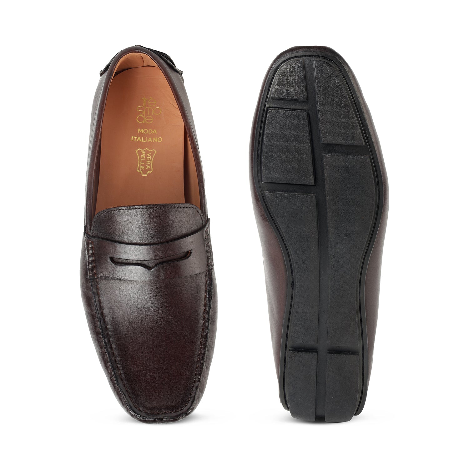 Tresmode Romey Cognac Men's Leather Penny Driving Loafers