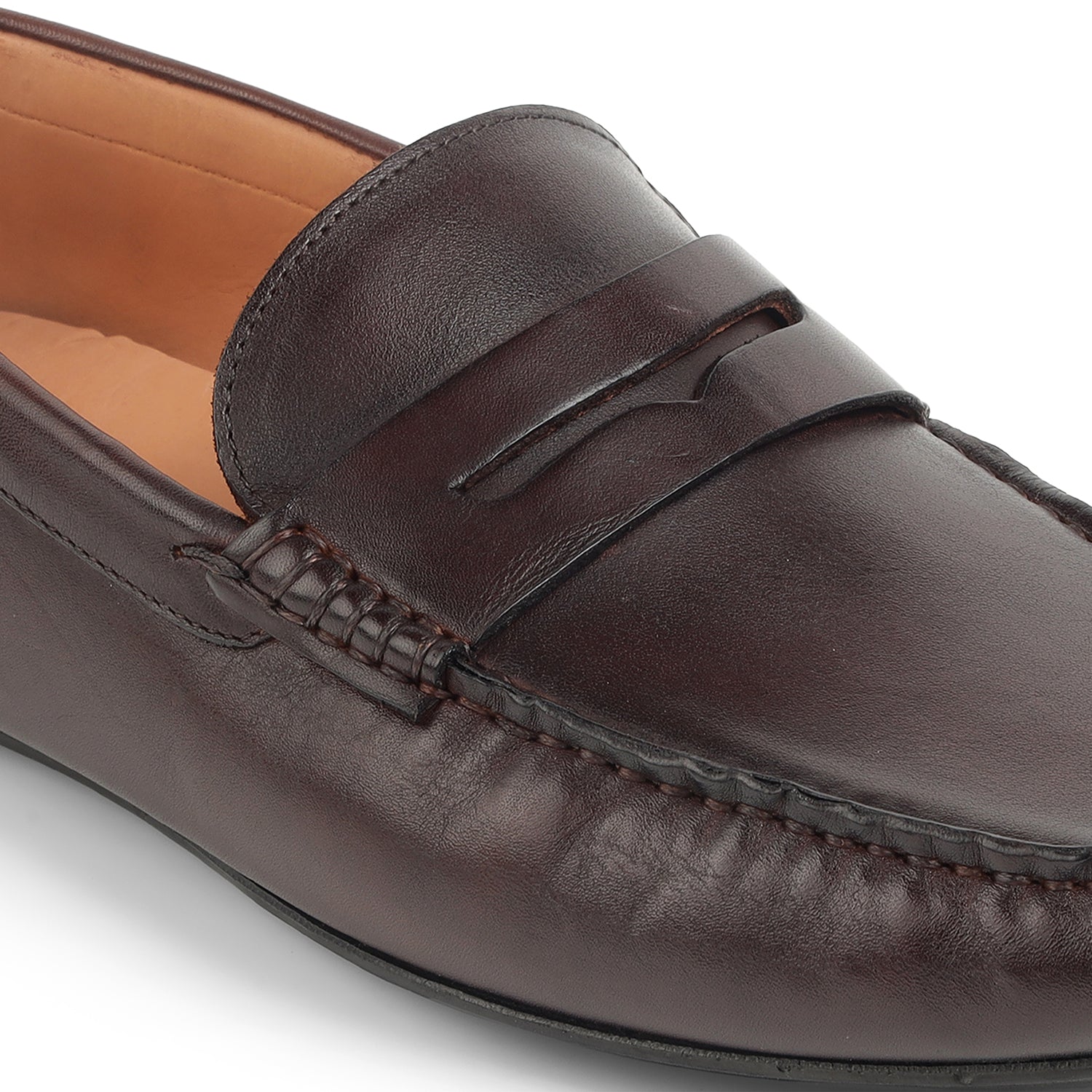 Tresmode Romey Cognac Men's Leather Penny Driving Loafers