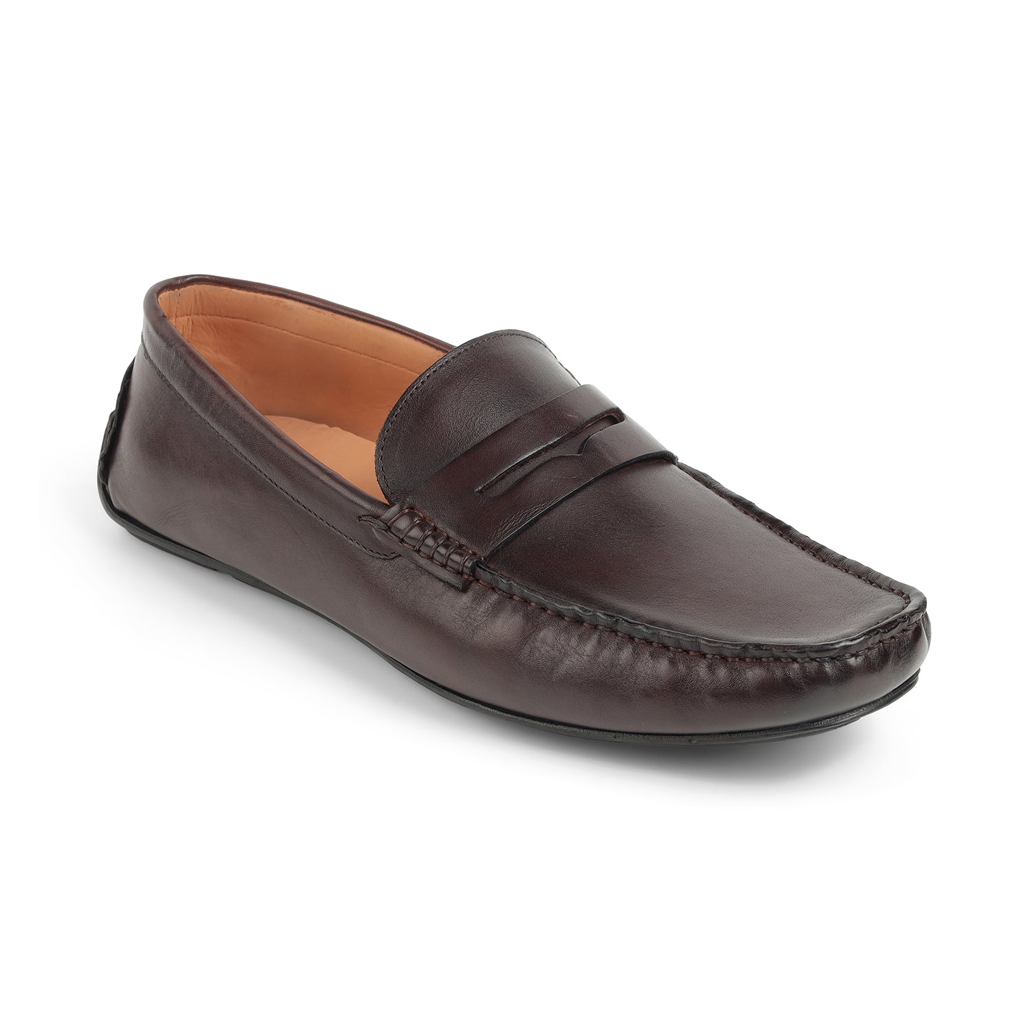 Tresmode Romey Cognac Men's Leather Penny Driving Loafers