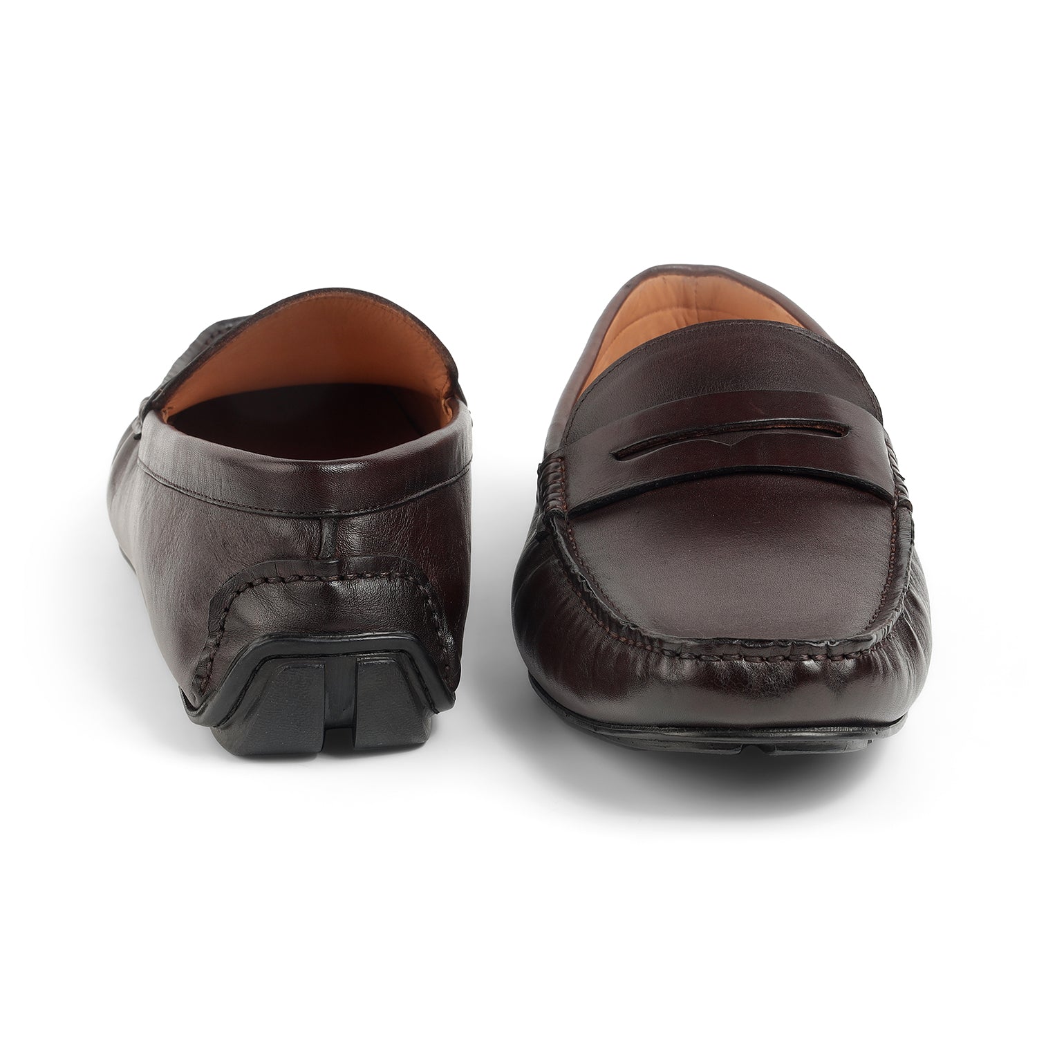 Tresmode Romey Cognac Men's Leather Penny Driving Loafers