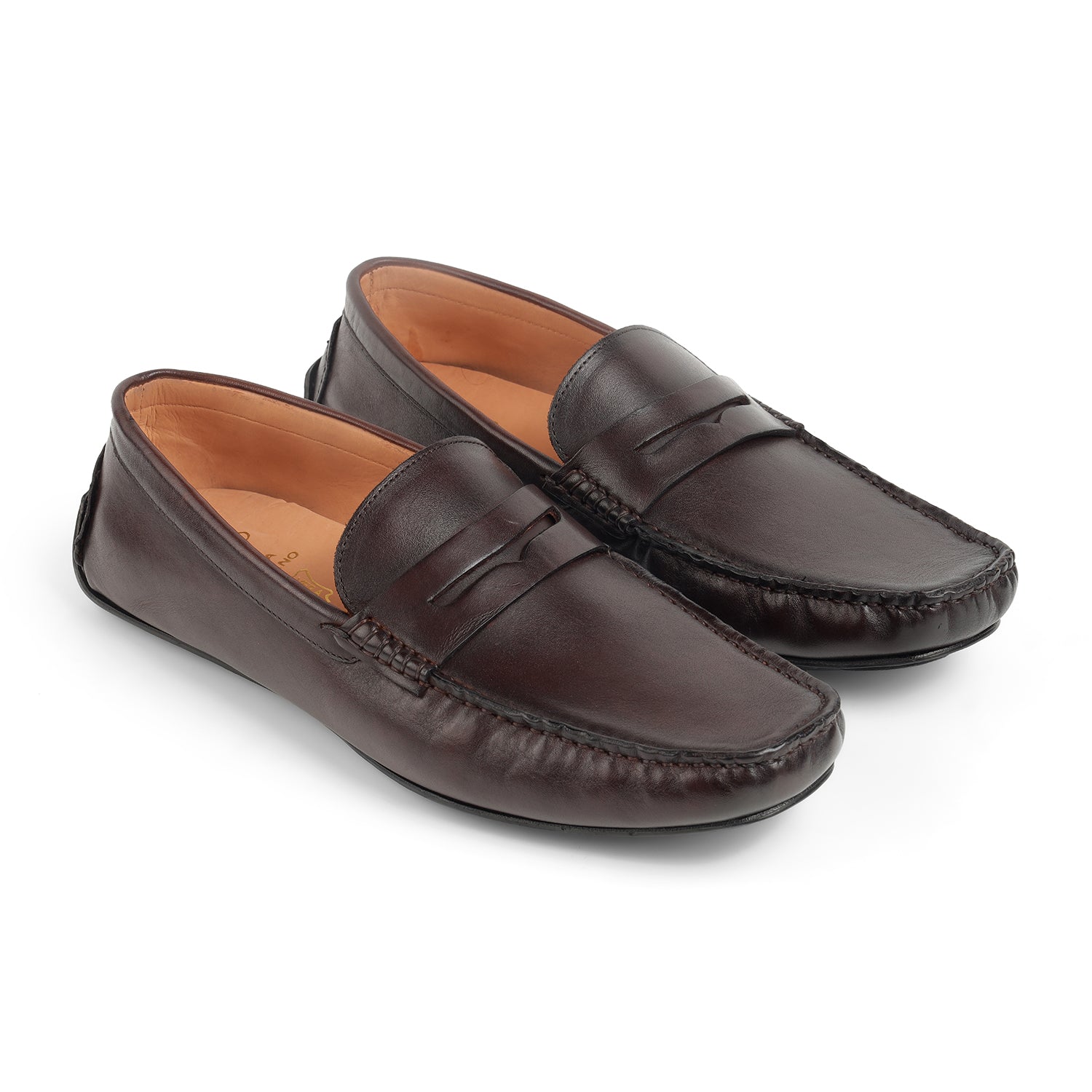 Tresmode Romey Cognac Men's Leather Penny Driving Loafers