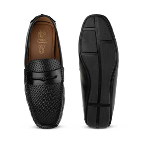 Tresmode Ronak Black Men's Leather Penny Loafers
