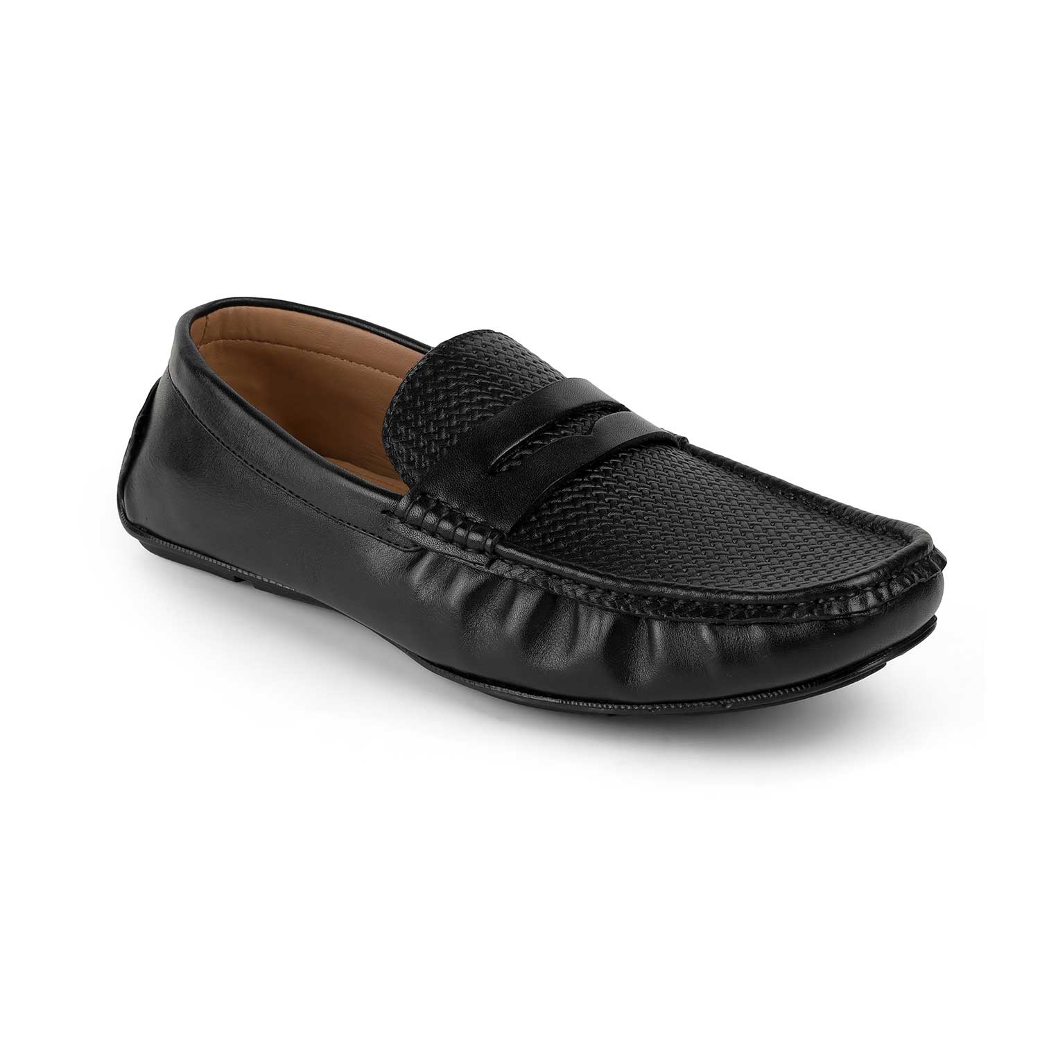 Tresmode Ronak Black Men's Leather Penny Loafers