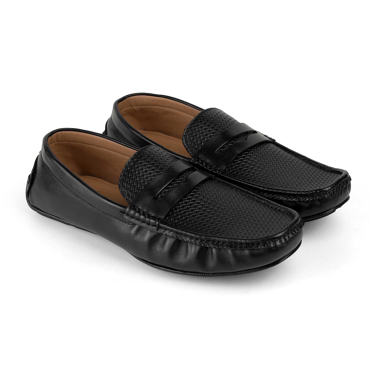Tresmode Ronak Black Men's Leather Penny Loafers