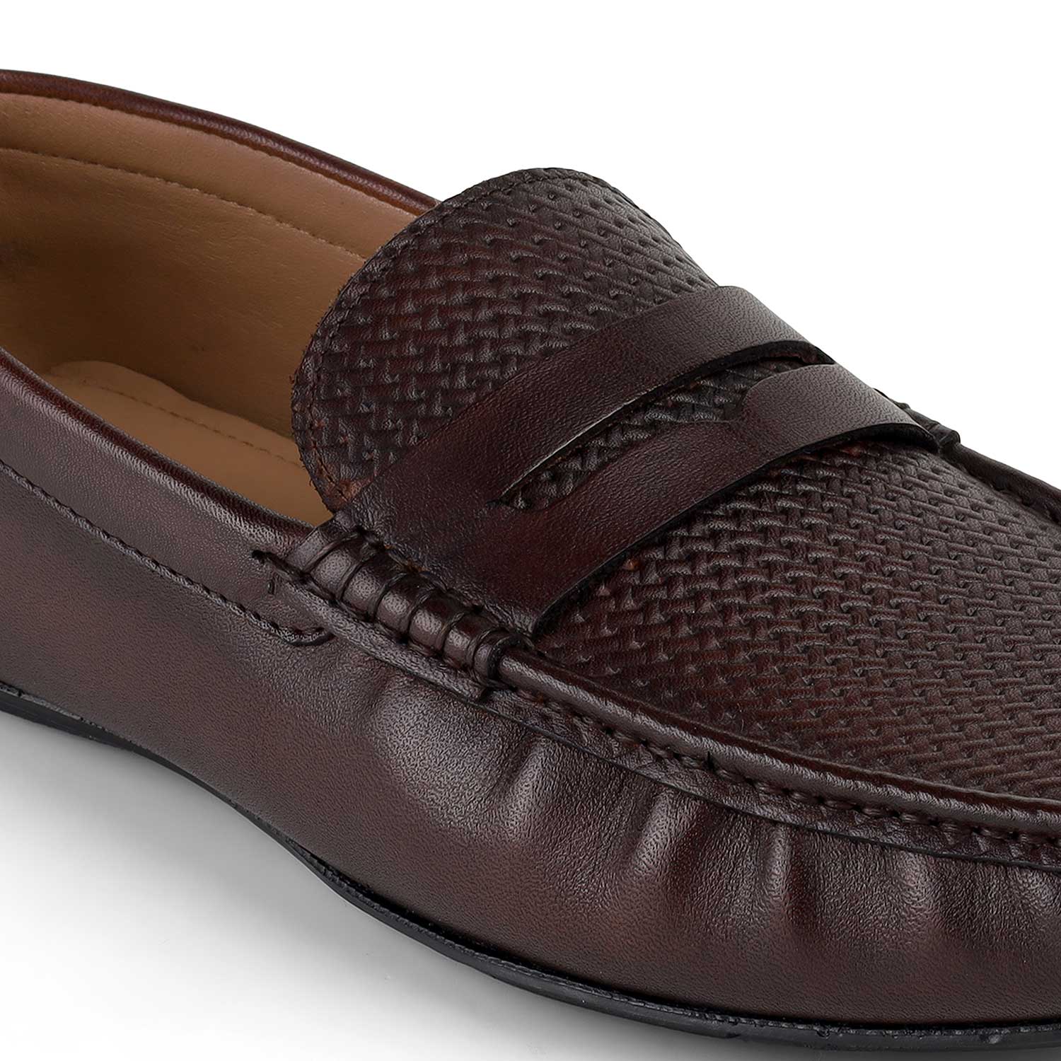 Tresmode Ronak Cognac Men's Leather Penny Loafers
