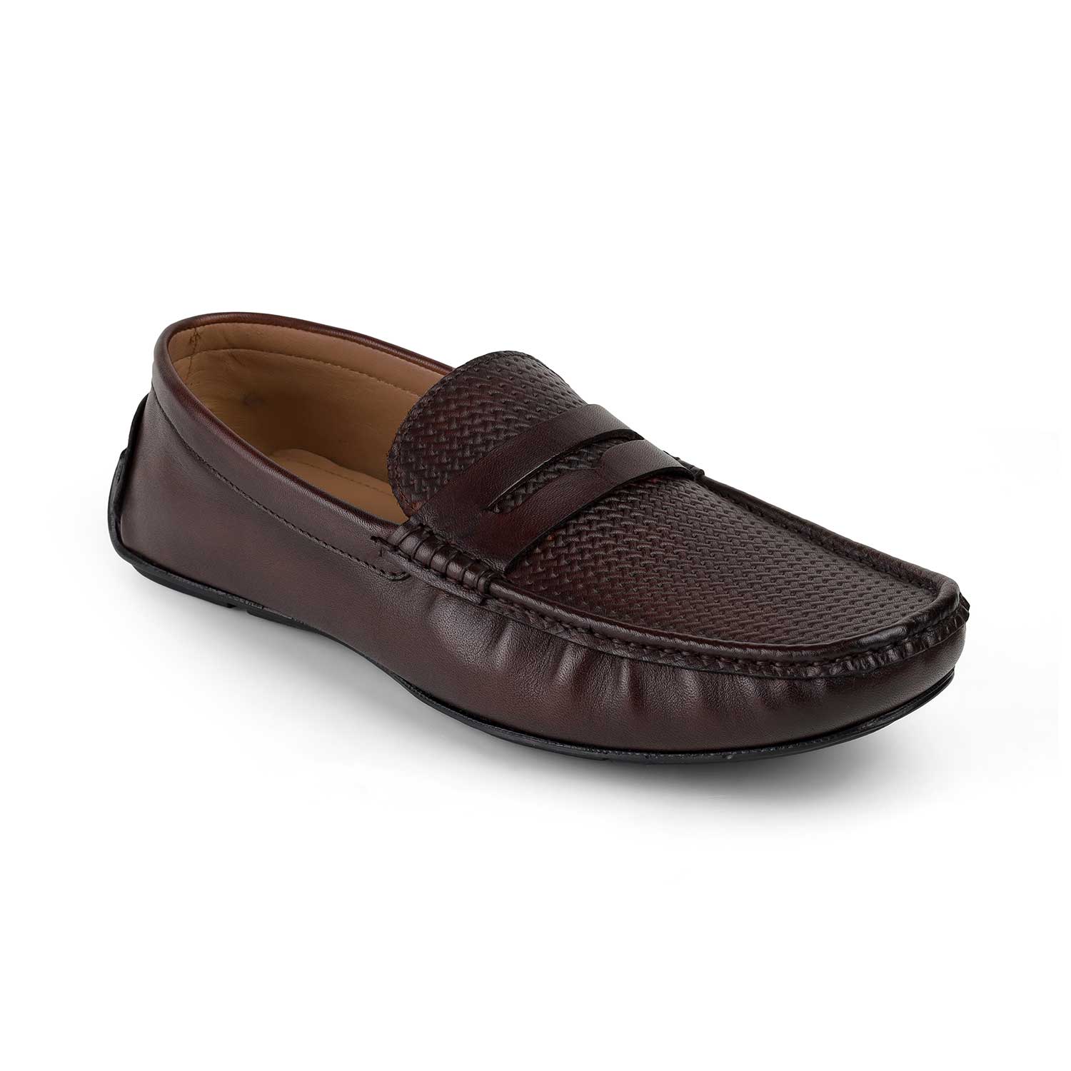 Tresmode Ronak Cognac Men's Leather Penny Loafers