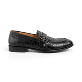 Tresmode Rosio Black Men's Textured Leather Loafers