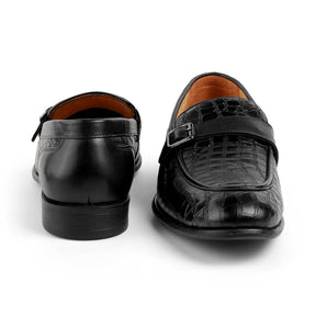 Tresmode Rosio Black Men's Textured Leather Loafers