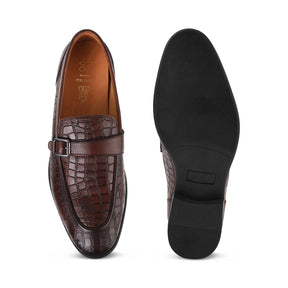 Tresmode Rosio Cognac Men's Textured Leather Loafers
